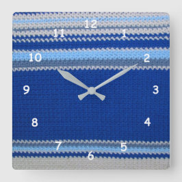 Reloj Cuadrado Patrón de crochet - franjas azules