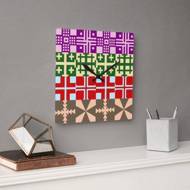 Reloj Cuadrado Patrón de cruces cristianas 1 (Oficina)