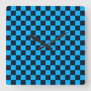 Reloj Cuadrado Patrón de cuadros azul y arándano