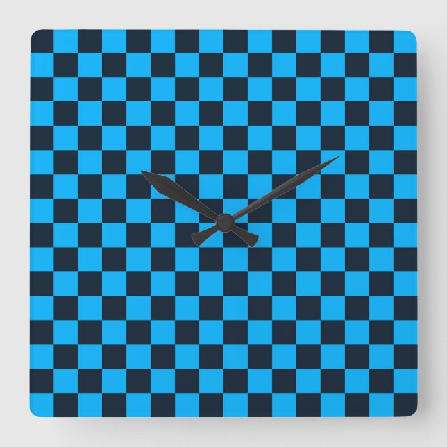 Reloj Cuadrado Patrón de cuadros azul y arándano (Anverso)