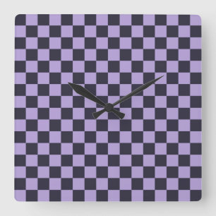 Reloj Cuadrado Patrón de cuadros de niebla de lavanda