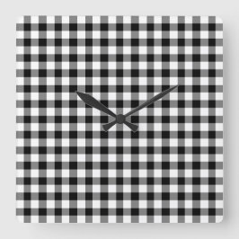 Reloj Cuadrado Patrón de cuadros gingham en blanco y negro