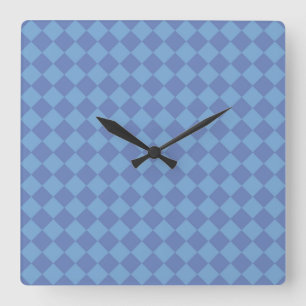 Reloj Cuadrado Patrón de diamante de cuadros azules