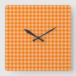 Reloj Cuadrado Patrón de diamante de cuadros naranja