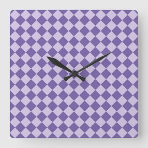 Reloj Cuadrado Patrón de diamante de cuadros púrpura