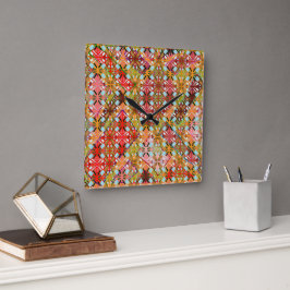 Reloj Cuadrado Patrón de diamante multicolor artístico