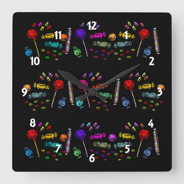 Reloj Cuadrado Patrón de dulces de Halloween (Anverso)