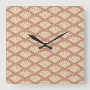 Reloj Cuadrado Patrón de estilo Art Deco en color rosa