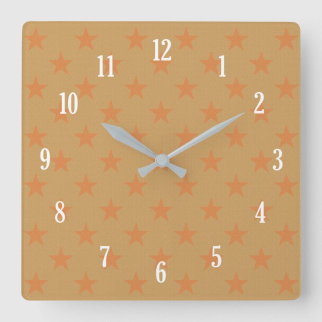 Reloj Cuadrado Patrón de estrellas rojas (Anverso)