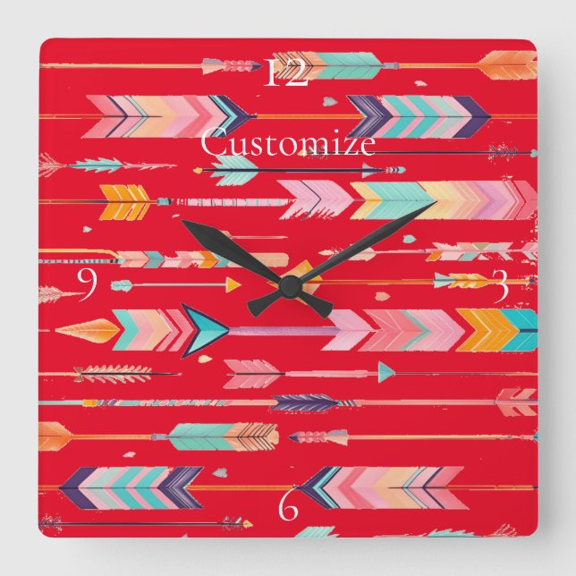Reloj Cuadrado Patrón de flecha multicolor Thunder_Cove (Anverso)