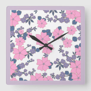 RELOJ CUADRADO PATRÓN DE FLORES PURPILOTO Y PURPLE