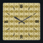 Reloj Cuadrado Patrón de fondo de pantalla Art Deco - dorado y bl<br><div class="desc">Papel pintado vintage,  Art Decó / motivos de baldosas - tonos dorados con blanco sobre un fondo dorado oscuro sólido</div>