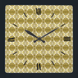 Reloj Cuadrado Patrón de fondo de pantalla Art Deco - dorado y bl<br><div class="desc">Papel pintado vintage,  Art Decó / motivos de baldosas - tonos dorados con blanco sobre un fondo dorado oscuro sólido</div>