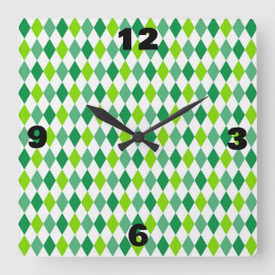 Reloj Cuadrado Patrón de forma de diamante de San Patricio-54603