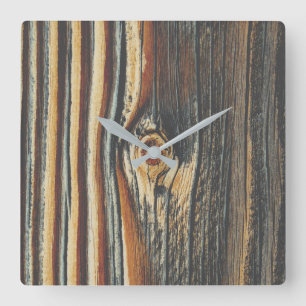 Reloj Cuadrado Patrón de grano de madera de Guay