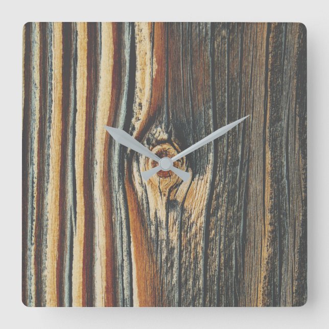 Reloj Cuadrado Patrón de grano de madera de Guay (Anverso)