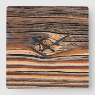 Reloj Cuadrado Patrón de grano de madera de Guay