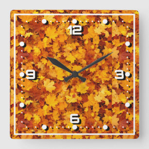 Reloj Cuadrado Patrón de hoja de arce-25877
