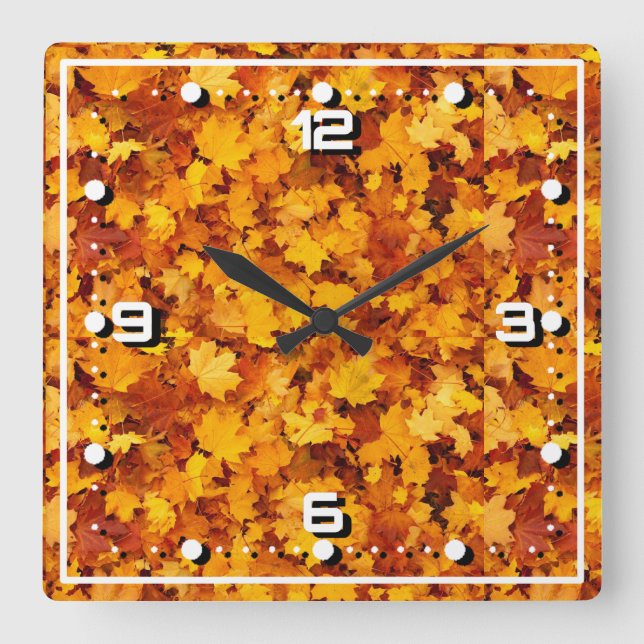 Reloj Cuadrado Patrón de hoja de arce-25877 (Anverso)