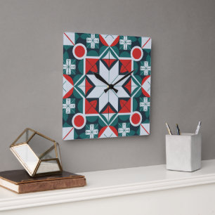 Reloj Cuadrado Patrón de Kaleidoscope