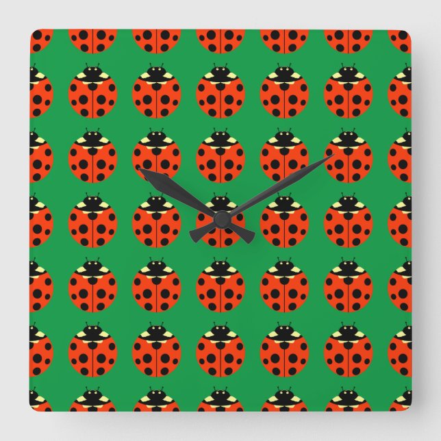 Reloj Cuadrado patrón de ladybug (Anverso)