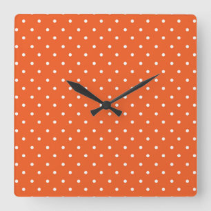 Reloj Cuadrado Patrón de lunares blancos mostaza amarillo Cuadrad