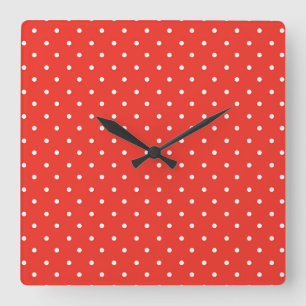 Reloj Cuadrado Patrón de lunares de fondo rojo sin costuras