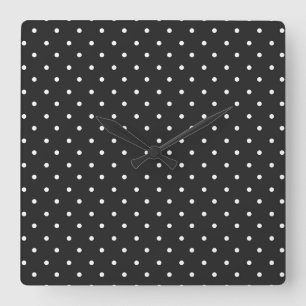 Reloj Cuadrado Patrón de lunares negro y blanco continuo 