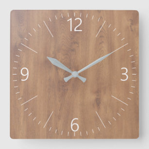 Reloj Cuadrado Patrón de madera oscura