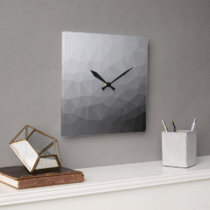 Reloj Cuadrado Patrón de malla geométrica de gradiente gris