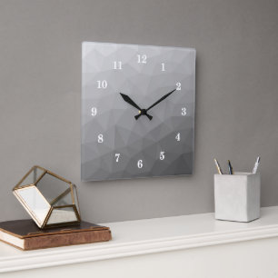 Reloj Cuadrado Patrón de malla geométrica de gradiente gris