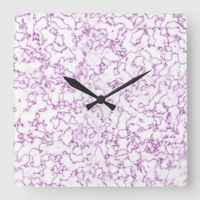 Reloj Cuadrado Patrón de mármol púrpura (Anverso)