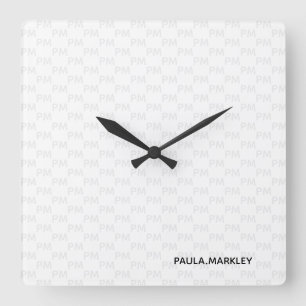 Reloj Cuadrado Patrón de monograma moderno gris claro sencillo