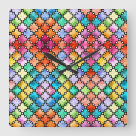 Reloj Cuadrado Patrón de mosaico del arco iris