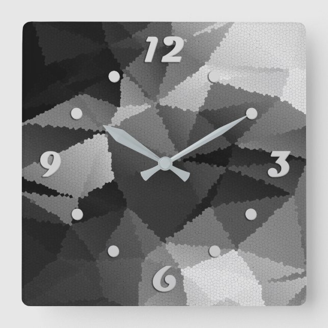 Reloj Cuadrado Patrón de mosaico en blanco y negro (Anverso)