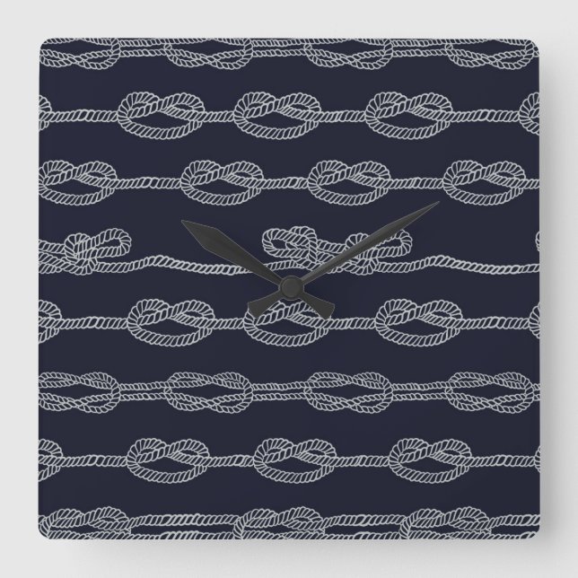 Reloj Cuadrado Patrón de nudos marinos (Anverso)