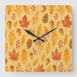 Reloj Cuadrado Patrón de otoño natural