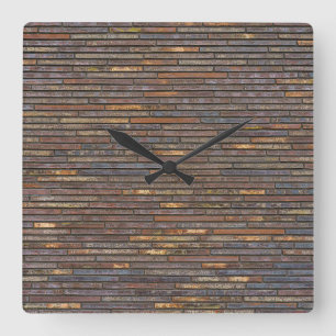 Reloj Cuadrado Patrón de pared de ladrillo delgado industrial mod