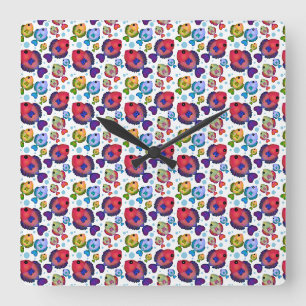 Reloj Cuadrado Patrón de peces tropicales coloridos