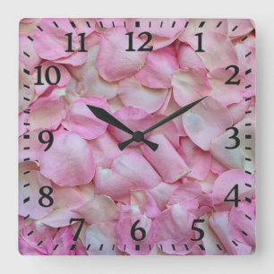 Reloj Cuadrado Patrón de Pétalos de Rosa Rosa-31940