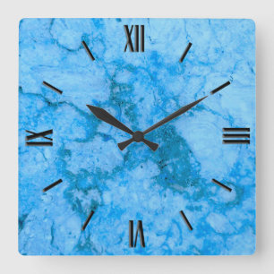 Reloj Cuadrado Patrón de piedra de gema, granito azul bahiano
