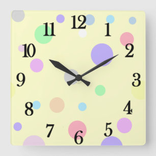 Reloj Cuadrado Patrón de punto de polka pastel
