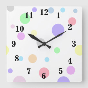 Reloj Cuadrado Patrón de puntos de polka pastel