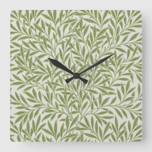 Reloj Cuadrado Patrón de ramas verdes frondosas
