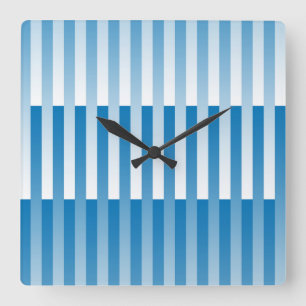 Reloj Cuadrado Patrón de rayas blancas y azules