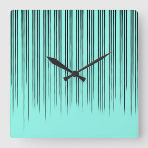 Reloj Cuadrado Patrón de rayas de estilo negro/turquesa