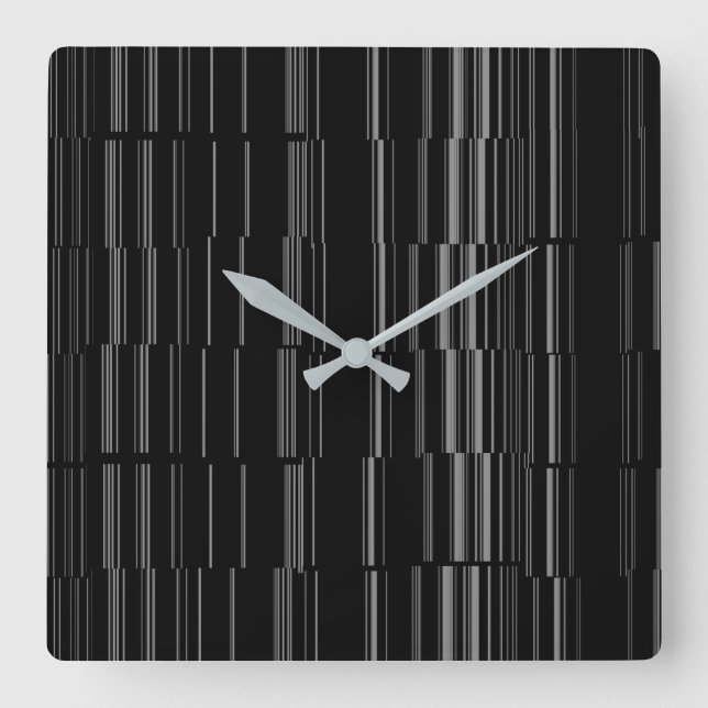 Reloj Cuadrado Patrón de rayas irregulares de estilo negro/blanco (Anverso)