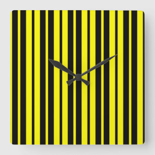Reloj Cuadrado Patrón de rayas verticales amarillas y negras