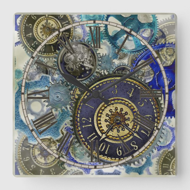 Reloj Cuadrado Patrón de relojería de vapor (Anverso)