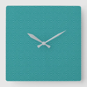 Reloj Cuadrado Patrón de repetición de Tanager Turquesa y Azul Ve